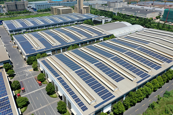 solar power station with factory; Shutterstock ID 1795795801